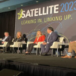 De izquierda a derecha: Steward Marsh (moderador), Marc Bell (Terran Orbital), Carol Craig (Sidus Space), Debra Facktor (Airbus), Jason Kim (Millenium Space Systems) y Zilvinas Kvedaravicius (NanoAvionics).